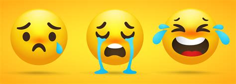 Emoji Collection That Shows Emotions Sadness Crying In A Yellow