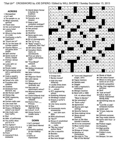 Free New York Times Sunday Crossword Printable Printable Templates