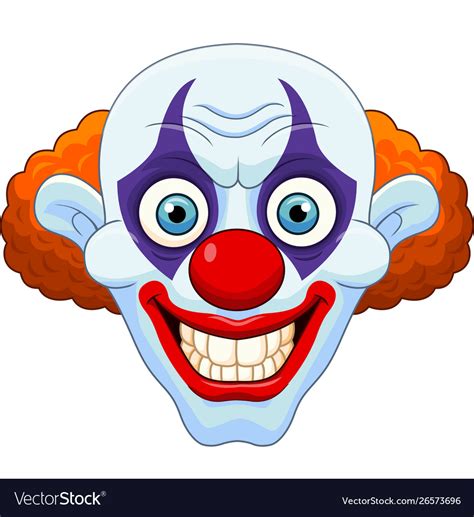 Cartoon Scary Clown Head On White Background Vector Image