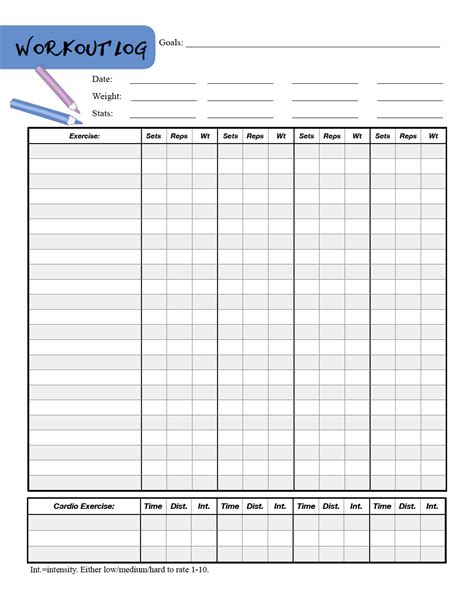 Daily Exercise Checklist Free Printable Workout Log Sheets P