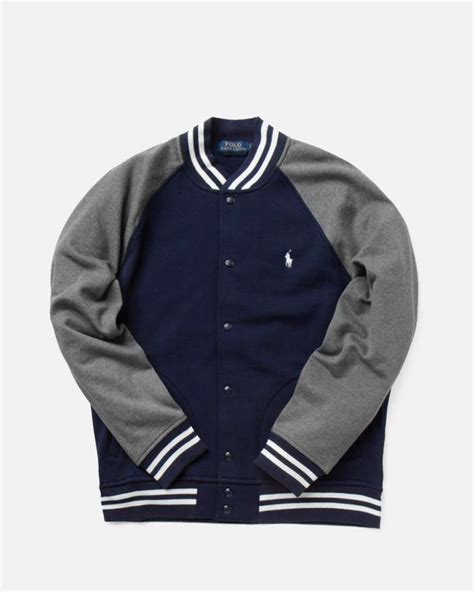 Polo Ralph Lauren Fleece Baseball Jacket Blue Bstn Store