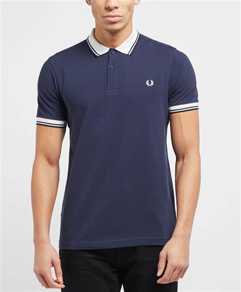 lyst fred perry contrast collar short sleeve polo shirt in blue for men