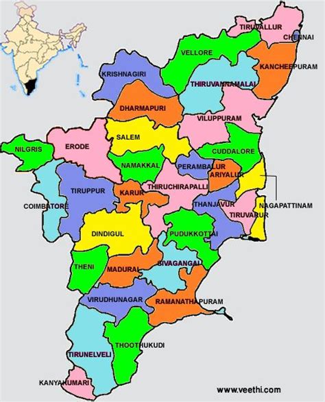 Tamil Nadu Districts Map India World Map India Map Om Namah Shivaya