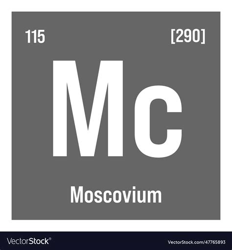 Moscovium Mc Periodic Table Element Royalty Free Vector