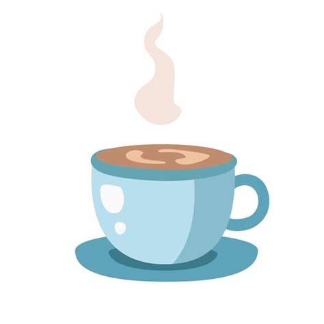 Premium Vector Vector Illustration Of A Cartoon Blue Cup With Hot Coffee Isolated On A White