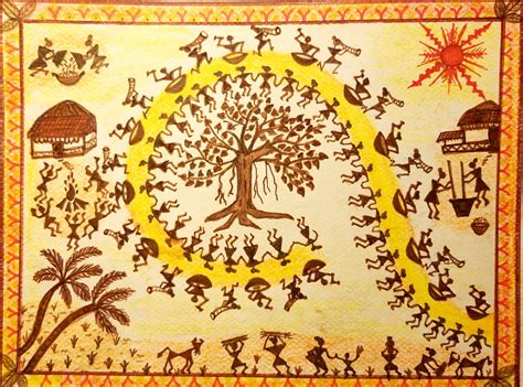Art Forms Of India Herb Garden Wall Worli Painting Western Ghats