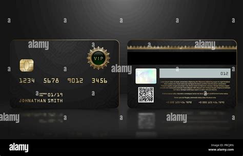 Vector Realistic Black Credit Card With Abstract Geometric Background