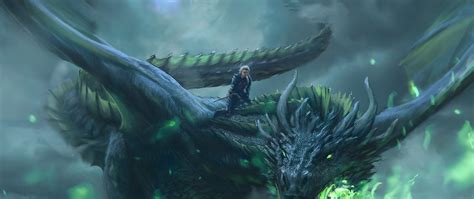 Download 2560x1080 Wallpaper Daenerys Targaryen Dragon Ride Game Of Thrones Digital Art Dual