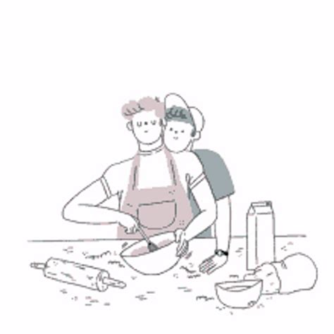 Animated Gay Love Couple Baking Kiss Sticker 