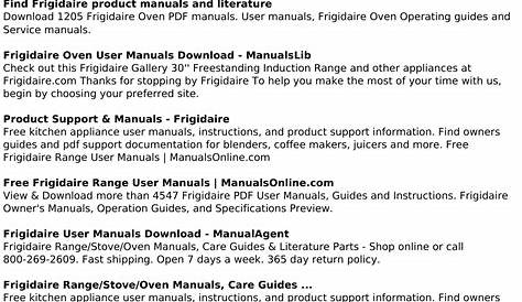 Frigidaire Stove Manual Instructions