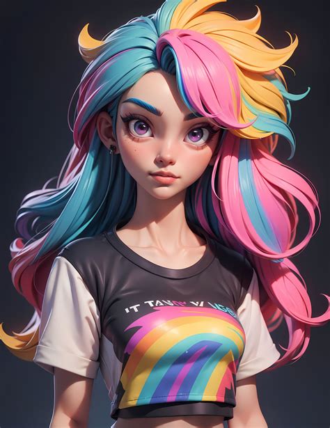 Rainbow Haired Girl By Arczisan On Deviantart