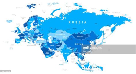 Blue Eurasia Map Vector Illustration High Res Vector Graphic Getty Images