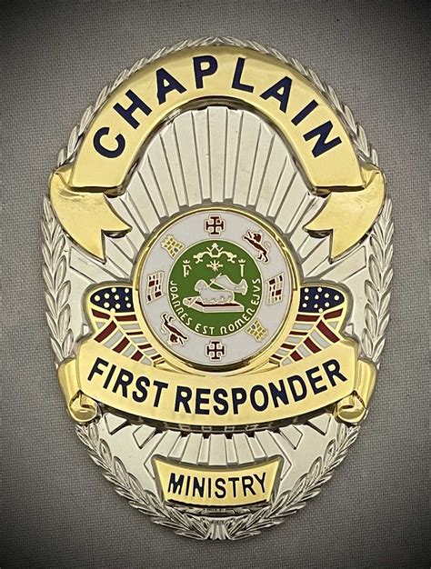 Chaplain Police Badge With Black Or Brown Leather Belt Clip Holder