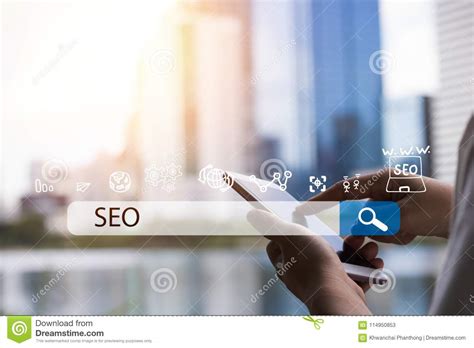 Searching Engine Optimizing Seo Browsing Concept Businessman Ho Stock Image Image Of Concept