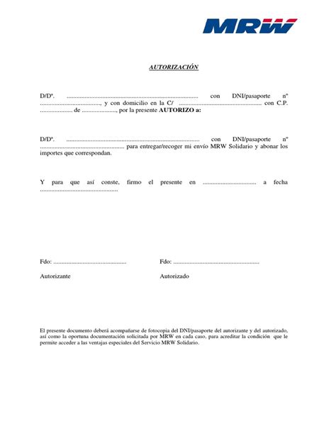 Modelo Carta De Autorizacion Para Recoger Documentos