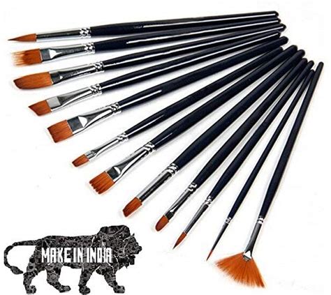 Rianz Painting Brushes Set Of 12 Professional Round Pointed Tip Nylon