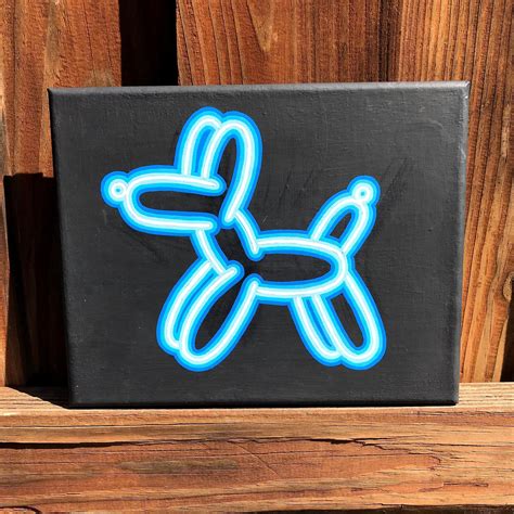 Neon Sign Effect Balloon Animal Canvas Painting Etsy