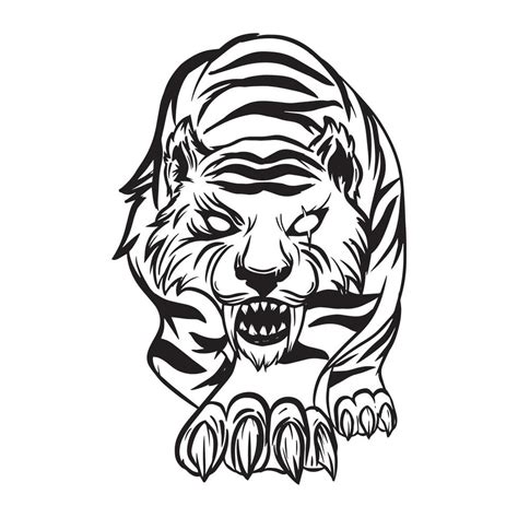 desenho à mão de um tigre à espreita ilustração vetorial de caça 2347521 vetor no vecteezy