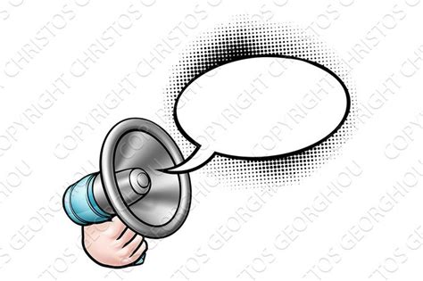 Cartoon Megaphone Speech Bubble Illustrator Graphics Creative Market