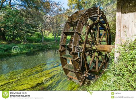 Water Mill Wheel On River On Sunny Day Stock Photo Image Of River