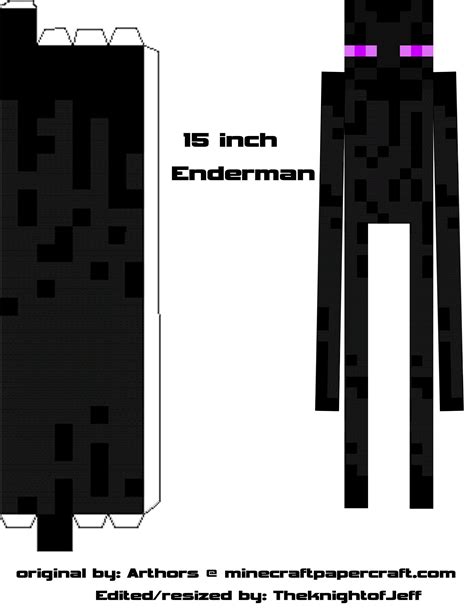 Papercraft Enderman 15 Inch Tall Edition Minecraft Crafts Paper