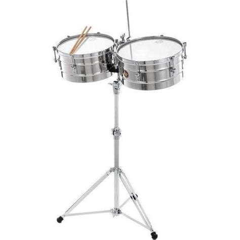Lp Lp256 S Tito Puente 13 And 14 Stainless Steel Timbales With Stand