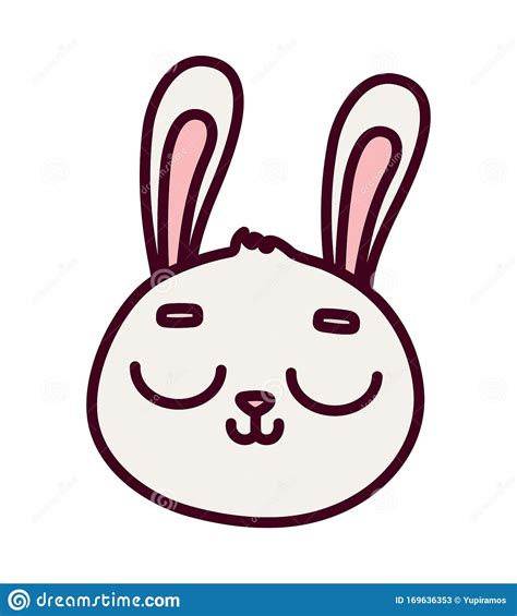 Cute Rabbit Face Close Eyes Cartoon Icon Stock Vector