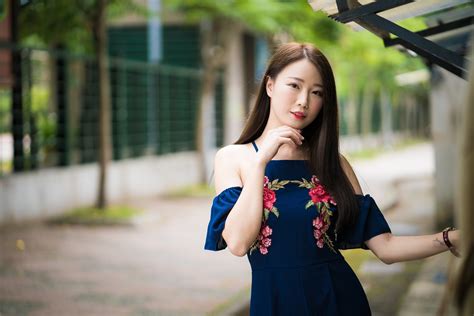 K Asian Brown Haired Pose Hands Skirt Bokeh Rare Gallery Hd Wallpapers