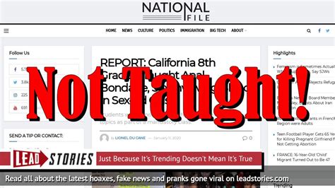 Fake News California 8th Graders Not Taught Anal Bondage Sex