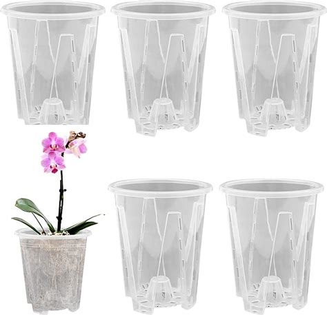 Pcs Clear Flower Pots Transparent Orchid Pot Plastic Flower Plant