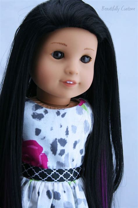 Custom Ooak American Girl Doll Ivy Long Black Hair Purple Ombre