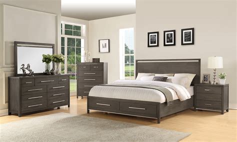 katy grey modern queen storage bedroom  dump furniture outlet
