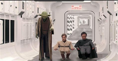 Tall Yoda Walking Down Hallway With Short Obi Wan Tall Yoda Know