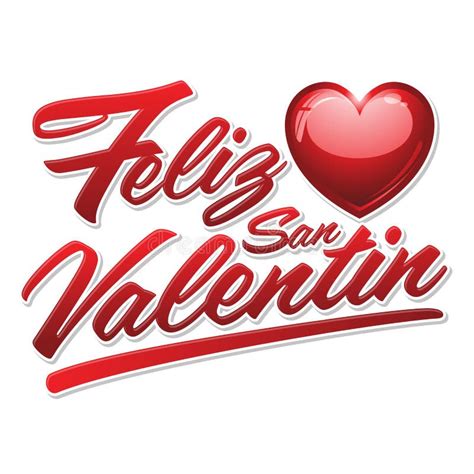 Feliz San Valentin Happy Valentines Spanish Text Stock Vector