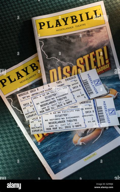 Disaster Broadway Theater Tickets With Playbill Nyc Stock Photo