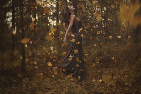 Wallpaper Sunlight Forest Fall Leaves Women Outdoors Depth Of Field Nature Bokeh