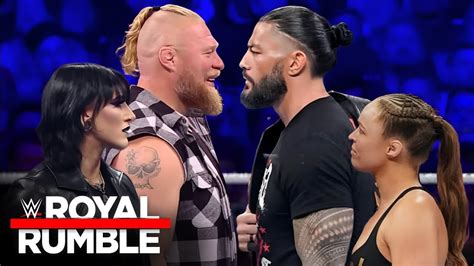 FULL MATCH Roman Reigns Ronda Rousey Vs Brock Lesnar Rhea Ripley WWE Royal Rumble