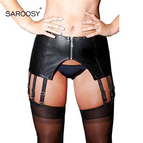 Collection Black Faux Leather Plus Size Sexy Garter Belt Leather
