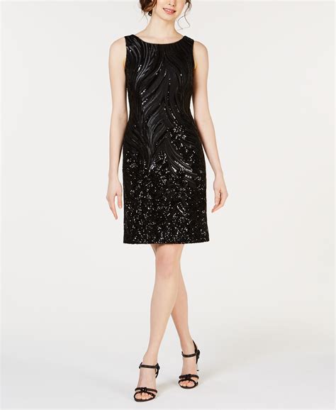 Calvin Klein Women S Embroidered Sequin Sheath Dress Black Size 4 191797088972 Ebay