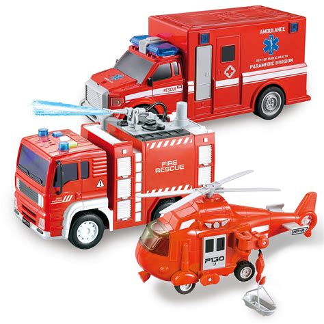 Buy Joyin 3 In 1 Friction Powered City Fire Rescue Vehicle Truck Car