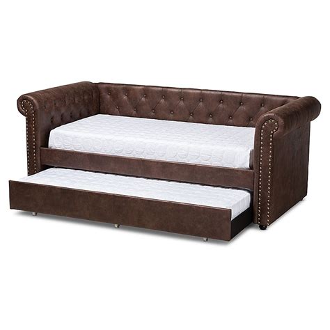 Baxton Studio Darcy Twin Daybed With Trundle Bed Bath And Beyond