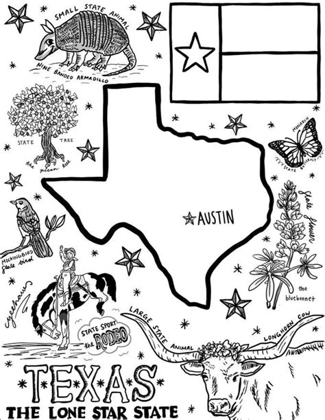 Texas Coloring Page - Etsy