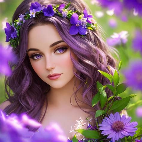 A Fairy Goddess Purple Flowers Ethereal Beauty S Openart