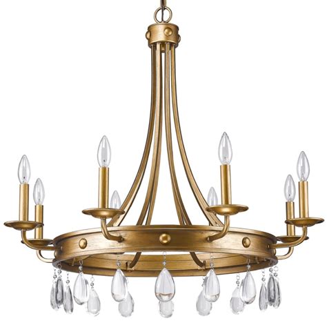 Krista Antique Gold And Crystal Chandelier 32wx31h