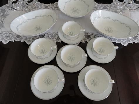 Summit paltinum is a mix of textures and visuals, pairing traditional and modern elements on bone china. Mid-Century Noritake China Chaumont Pattern 6008 Platinum ...