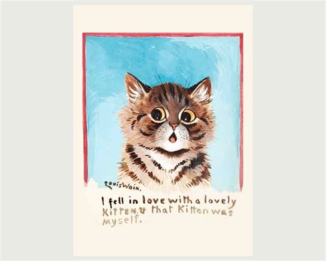 Cat Lovers Art Blank Note Cards Vintage Kitten Cat