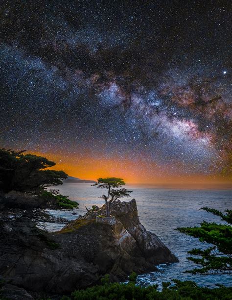 Lone Cypress Tree Pebble Beach California Milky Way Fuji Gfx100 Starry