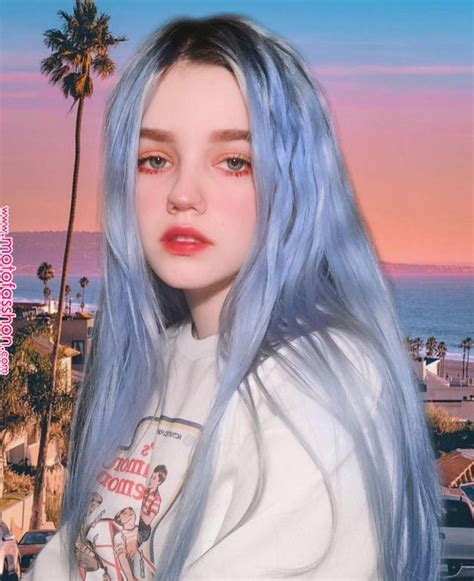 Image May Contain 1 Person Sky And Outdoor Wallpapers In 2019 Blue Hair Aesthetic Girl