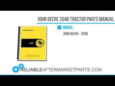 To keep your john deere tractors running, high quality tractor replacement parts are essential. 3481 New John Deere 2040 Tractor Parts Manual - YouTube