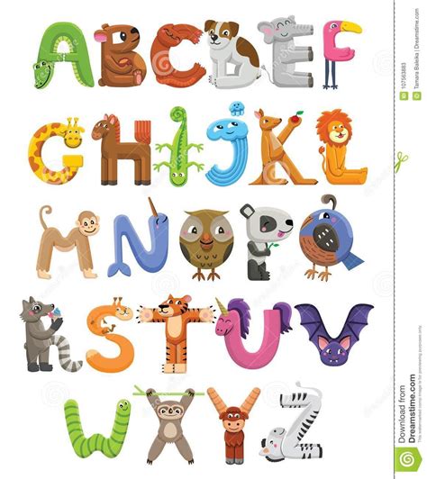 Zoo Alphabet Animal Alphabet Letters From A To Z Stock Vector